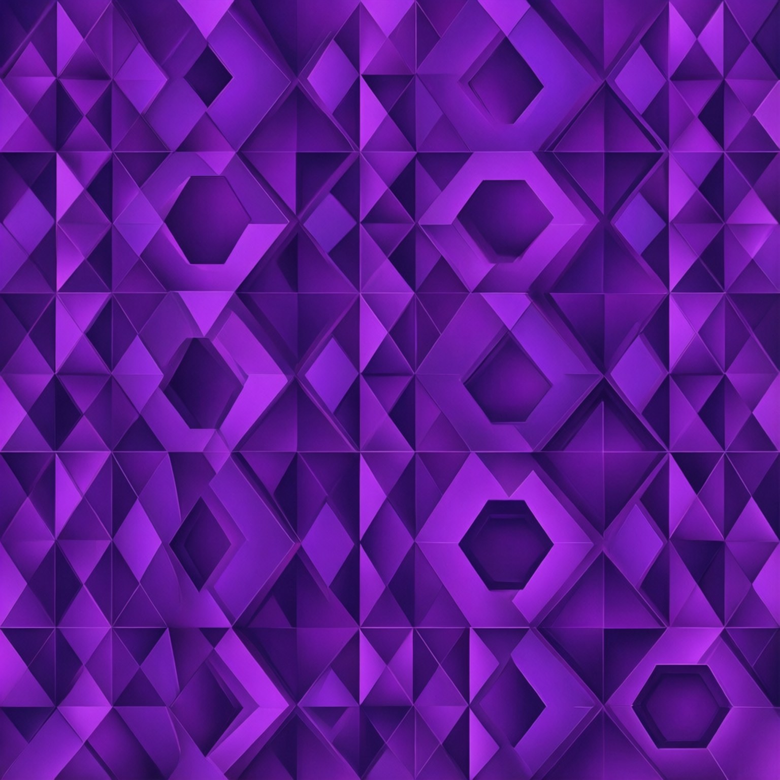 Violet Geometry 壁紙 — 充滿活力的紫色幾何壁紙，帶有重複的三角形和六邊形圖案，營造出3D紋理效果。