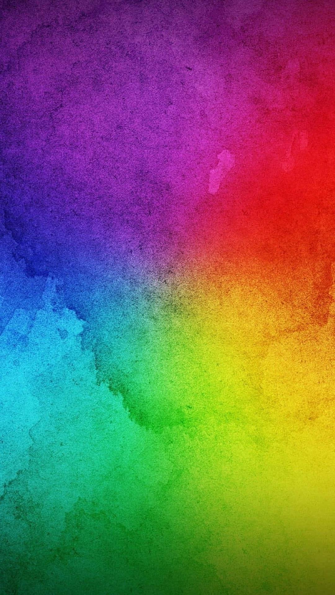  壁紙 — 充滿活力的彩虹水彩漸變，帶有紋理筆觸在畫布上融合。