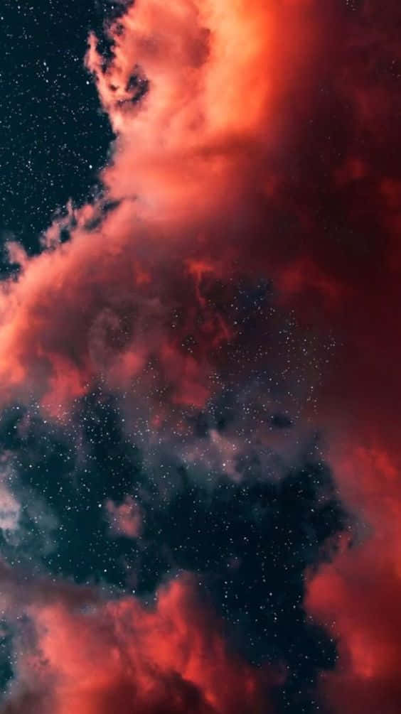 深空場景中的紅色宇宙雲和星星。 — 動態圖 壁紙