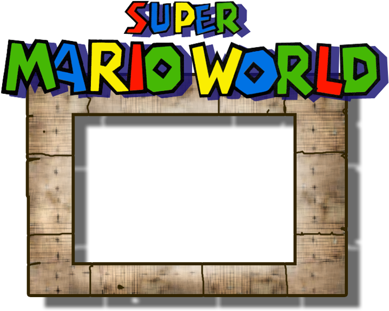 以木板框起的像素藝術Super Mario World遊戲標題。 — 超級瑪利歐 3D 壁紙