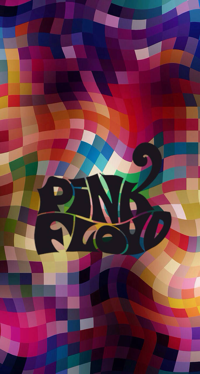 Pink Floyd標誌在色彩繽紛的像素彩虹背景上。 — 4K 壁紙
