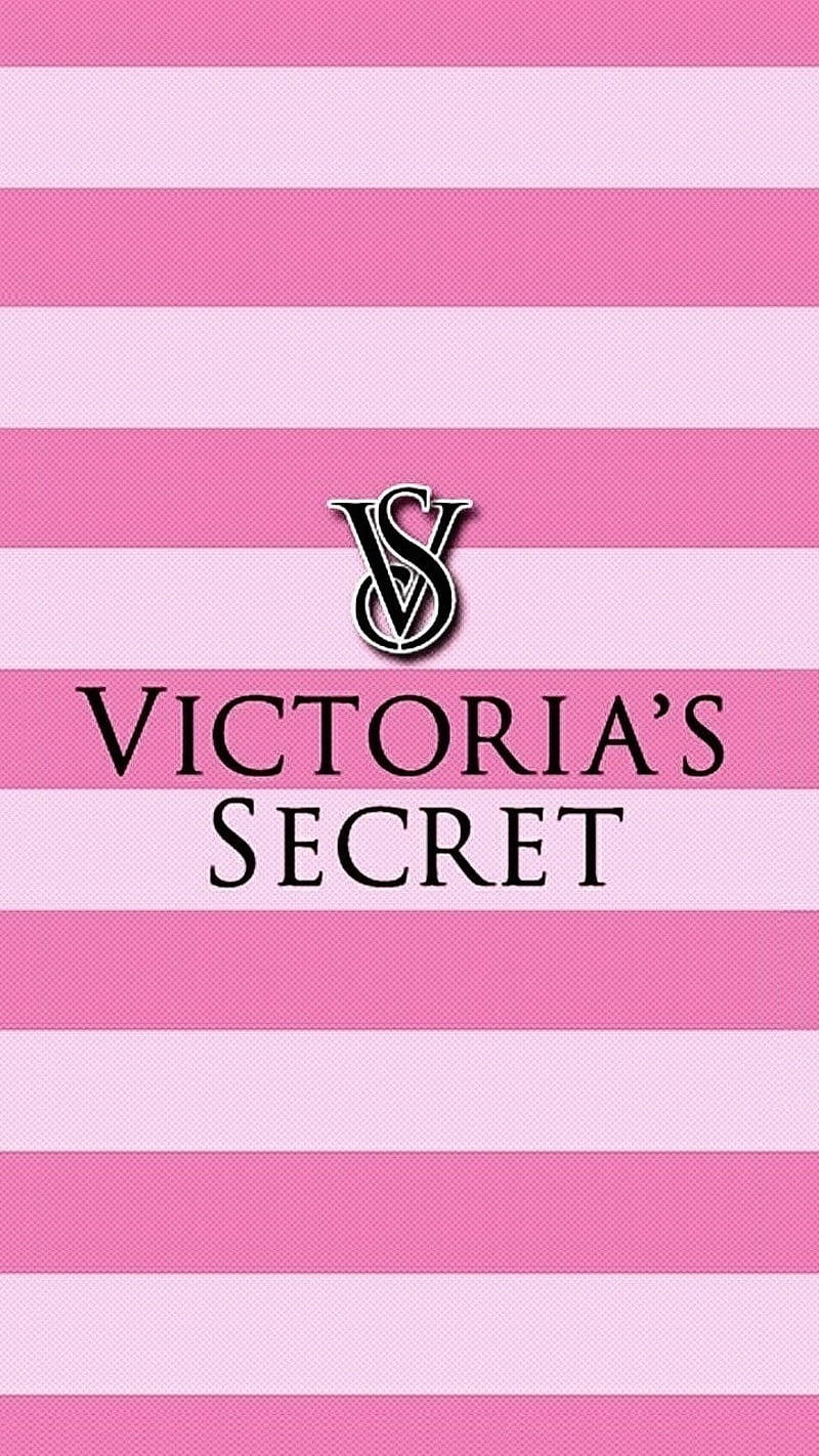 victoria 桌布 壁紙 — Victoria's Secret 標誌居中於交替的粉紅色和淺粉紅色水平條紋上，帶有微妙的布料質感。