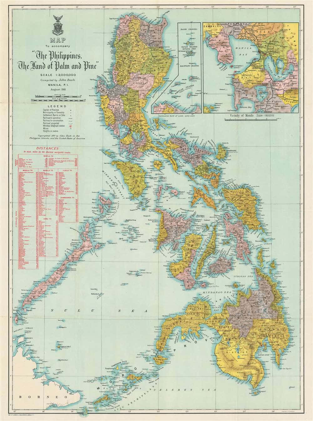  壁紙 — 1908年復古菲律賓地圖，以柔和色調呈現，島嶼輪廓細緻，帶有殖民時期字體。