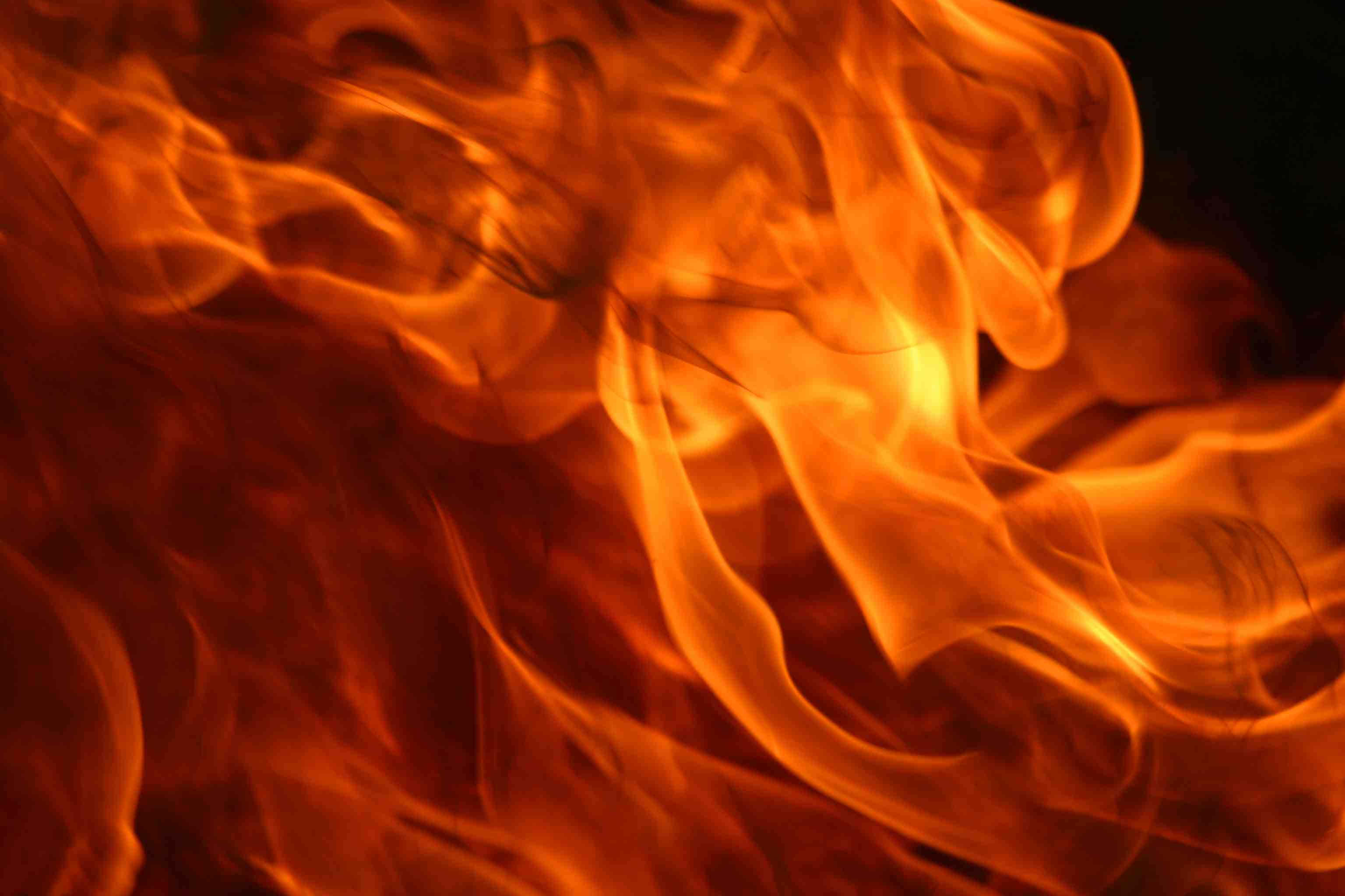 Flames 桌布 壁紙 — 鮮豔的橙色和紅色火焰在純黑色背景上動態舞動，營造出強烈的視覺對比。