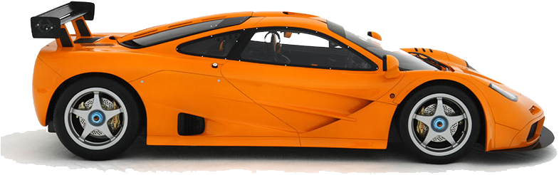 橙色McLaren F1超級跑車，帶有黑色點綴和藍色車輪中心。 — F1 壁紙