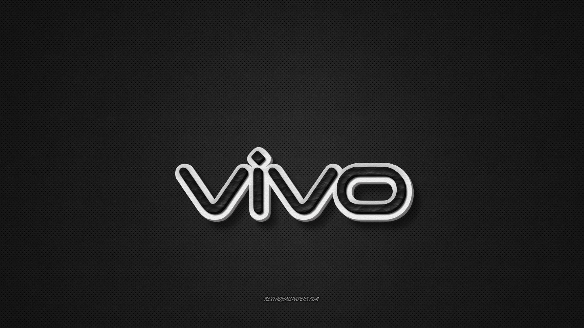 安卓手機 桌布 壁紙 — 「vivo」一詞以時尚的銀色3D字體在帶有紋理的黑色背景上脫穎而出。