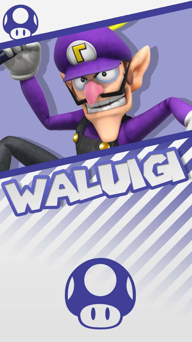 Waluigi 電子遊戲角色，穿著紫色服裝，帶著憤怒表情。 — 超級瑪利歐 3D 壁紙