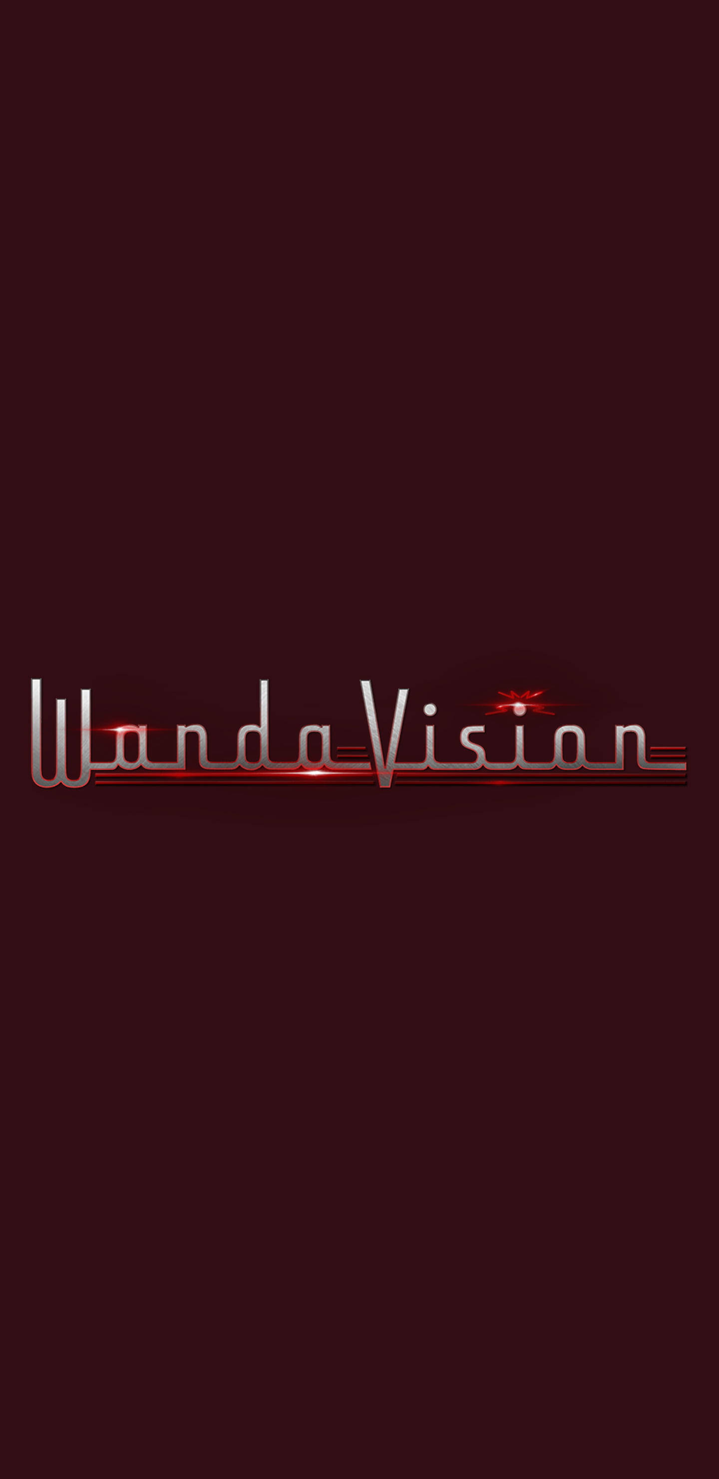 Disney Plus 桌布 壁紙 — WandaVision 標誌在深酒紅色背景上以紅色高光閃耀。