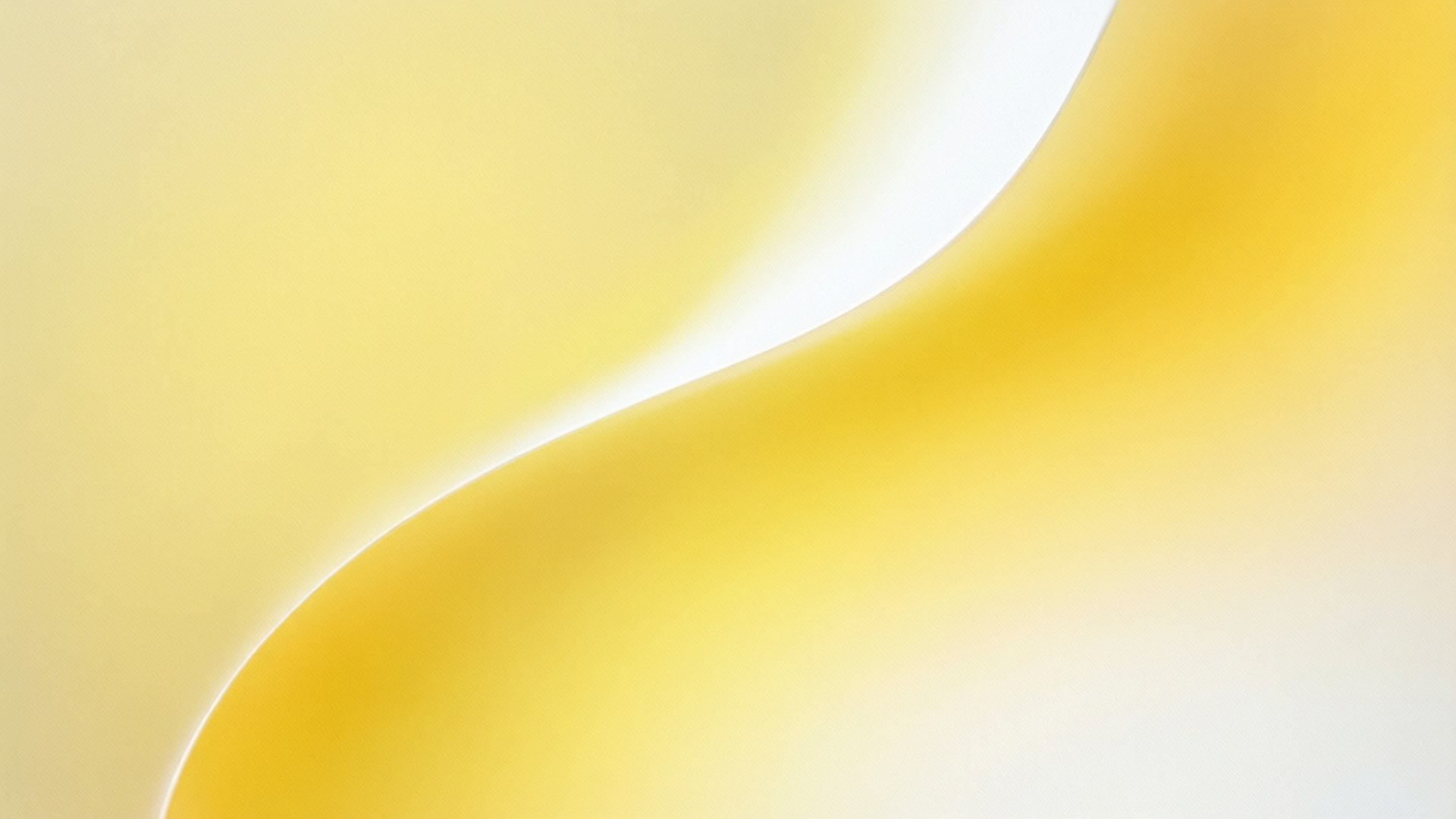 Yellow Abstract Curves 壁紙 — 暖黃色和白色漸層的平滑流動曲線，營造出柔和的抽象背景。