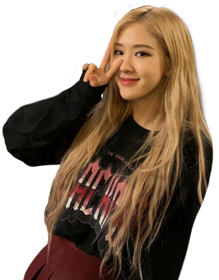 年輕金髮女性微笑並做出和平手勢。 — Blackpink 壁紙