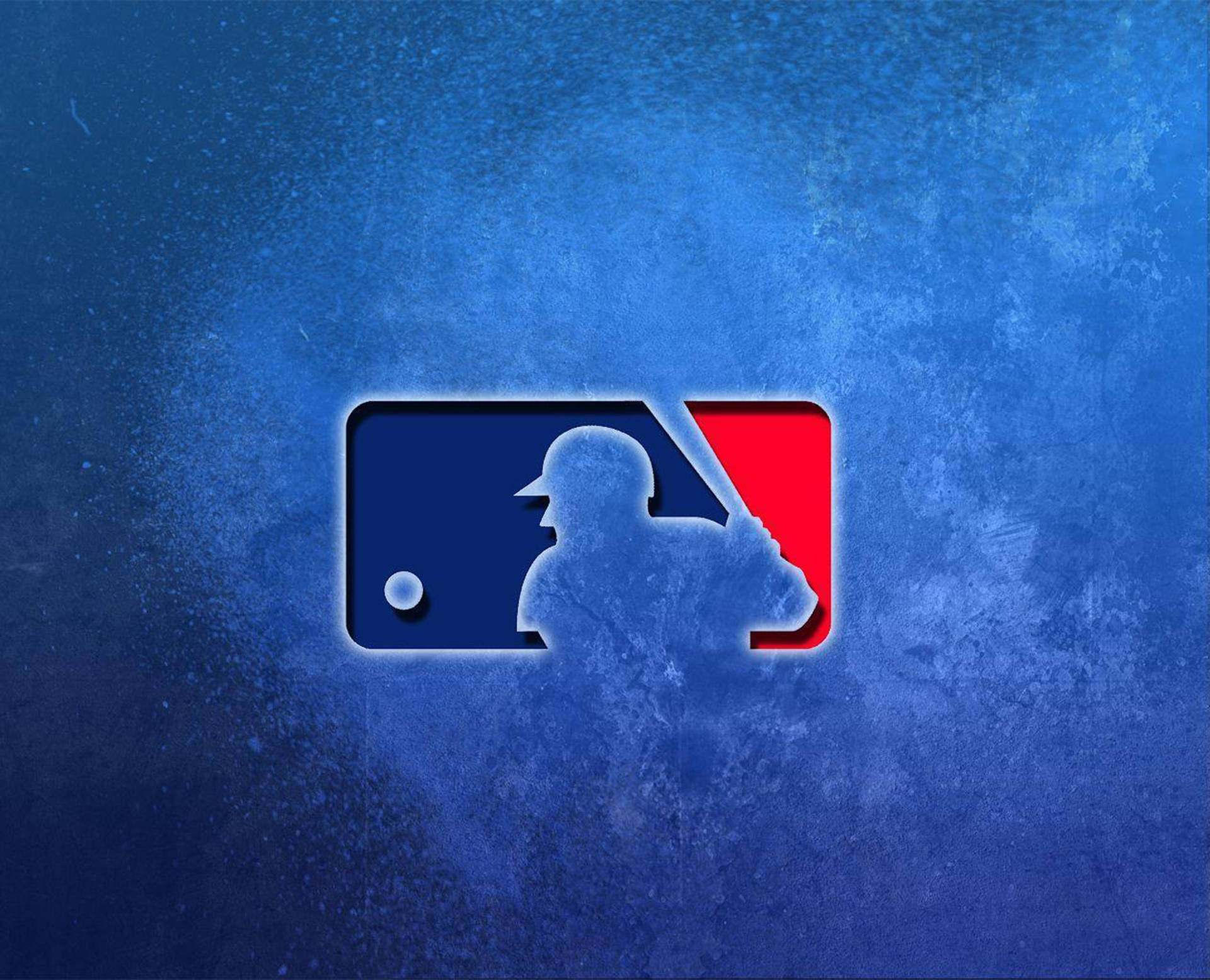 MLB棒球標誌，擊球手剪影，紋理藍色背景。 — MLB 壁紙