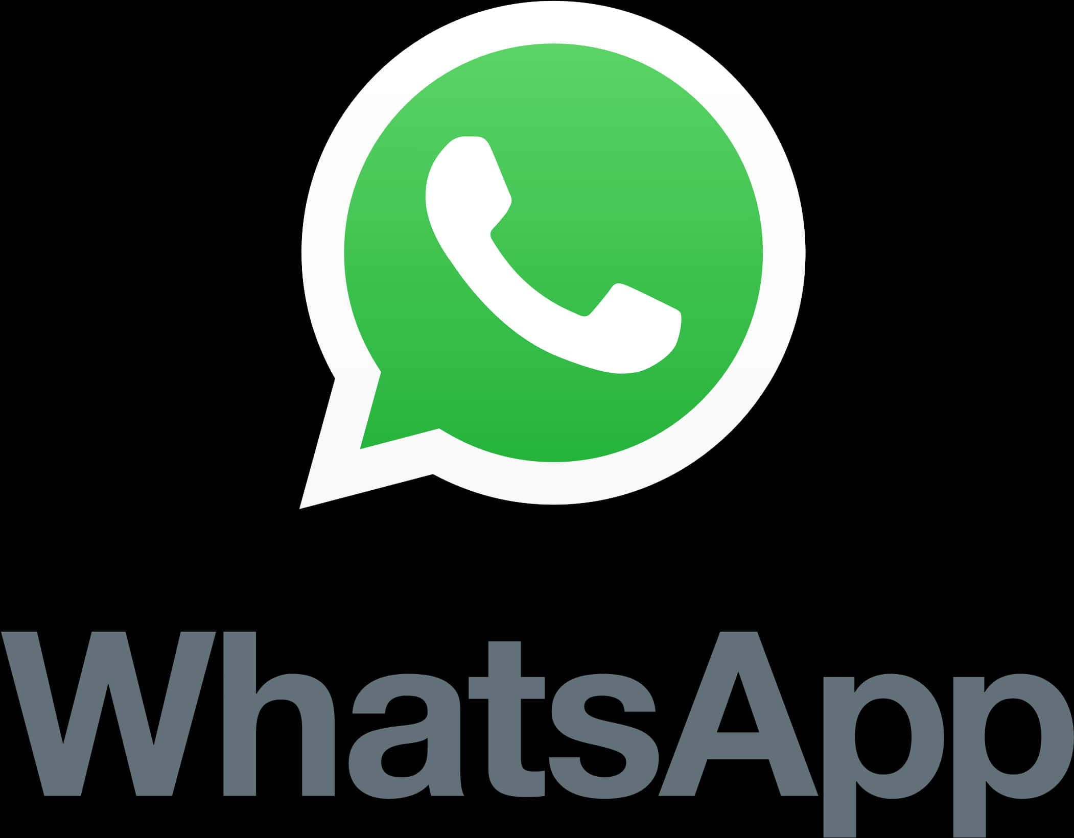 Clip Art 桌布 壁紙 — WhatsApp 標誌，綠色對話氣泡，白色電話圖標，黑色背景。