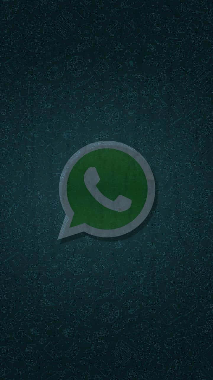 WhatsApp 桌布 壁紙 — WhatsApp 標誌置於深青綠色背景中央，帶有模糊的應用程式圖標圖案。
