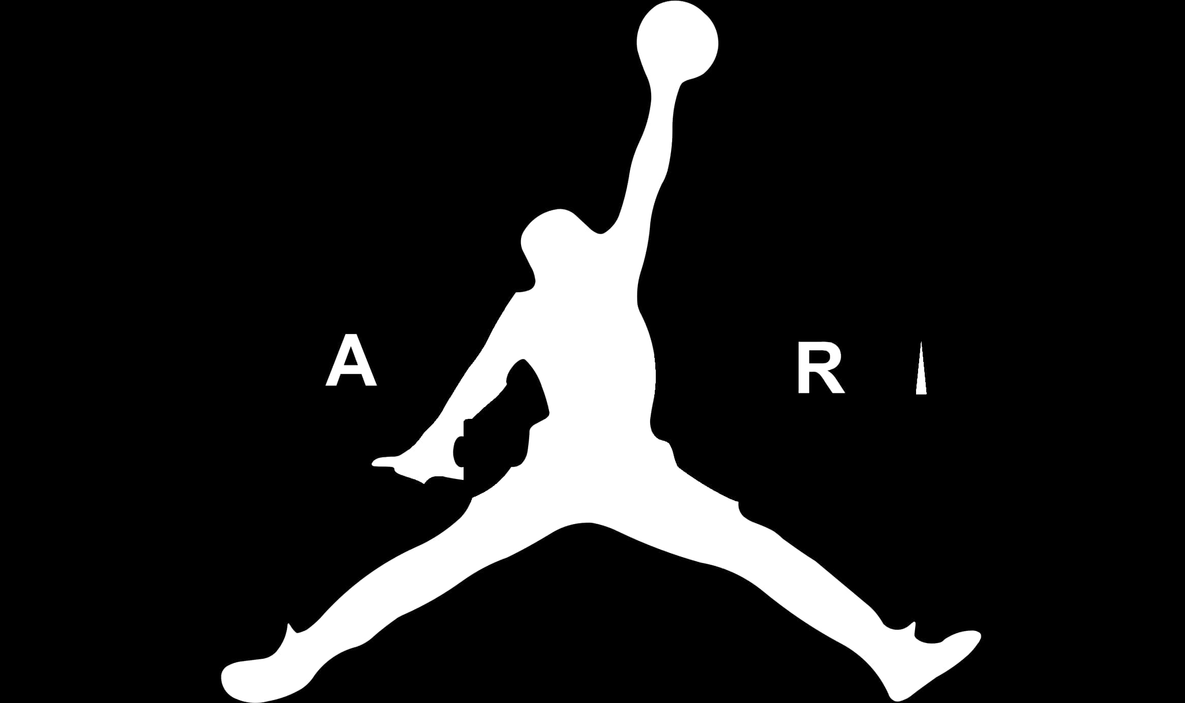 白色籃球運動員剪影灌籃帶字母 A R I — Jordan Logo 壁紙