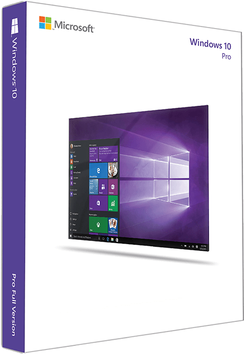 Windows 10 Pro 軟體盒，帶有紫色窗戶主題桌布。 — Windows 11 壁紙