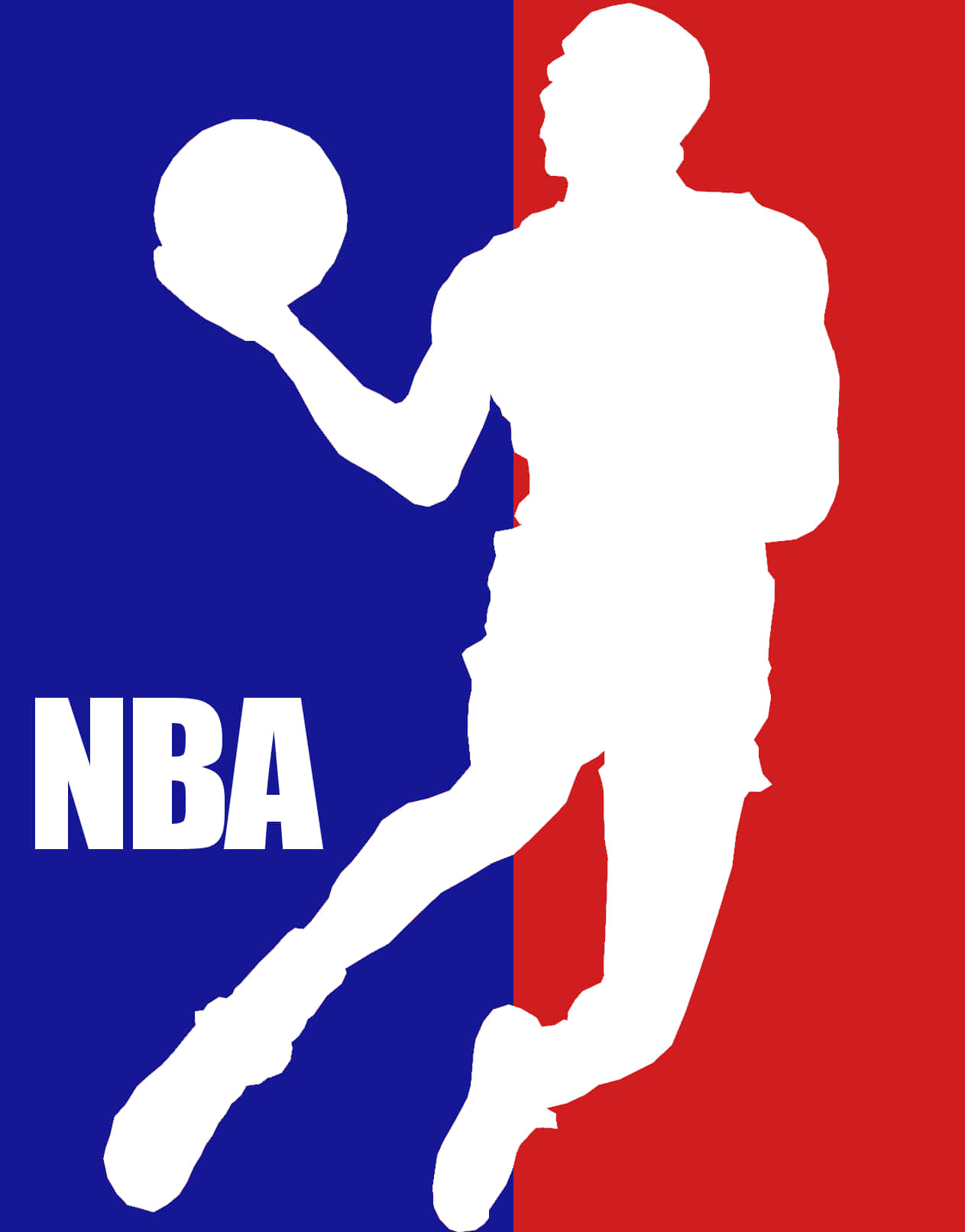 NBA標誌，藍紅背景上有一個白色籃球運動員剪影。 — Jordan Logo 壁紙