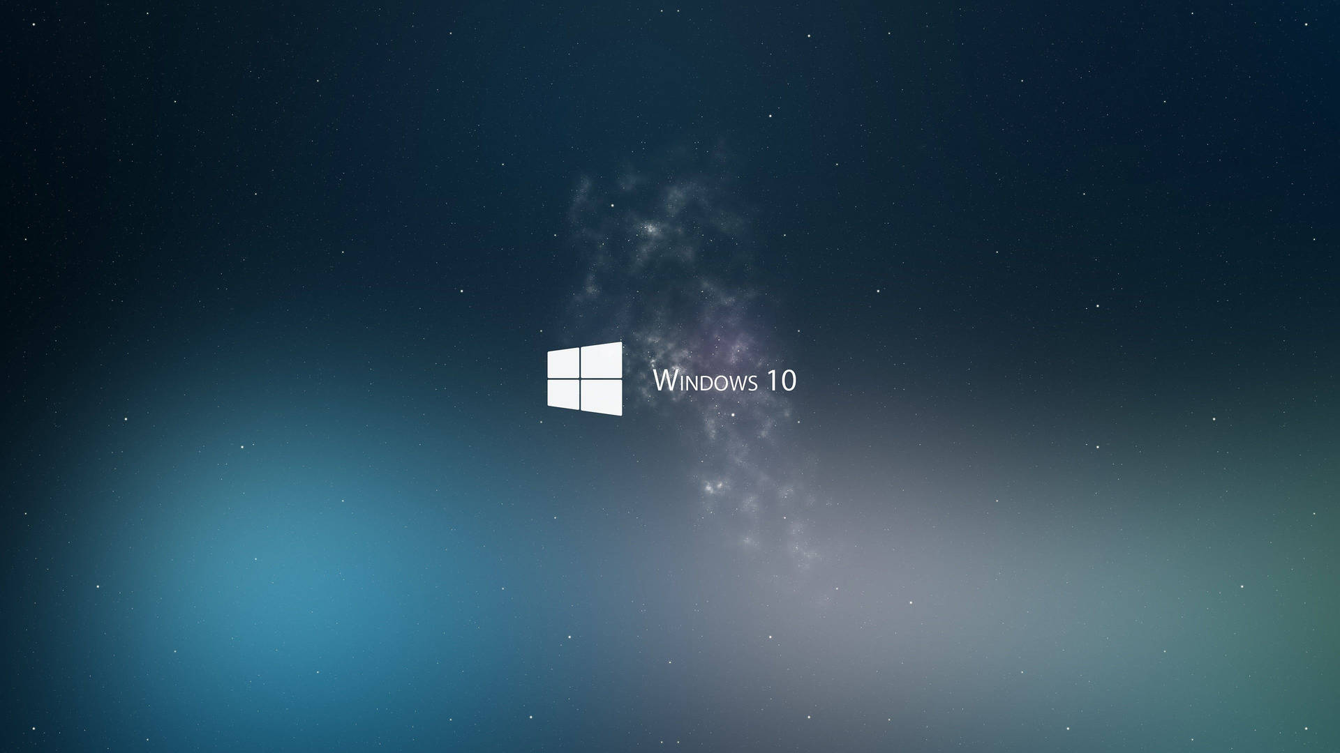 Windows 10 標誌漂浮在星空宇宙場景中，帶有藍色和紫色的漸變。 — 4K 壁紙