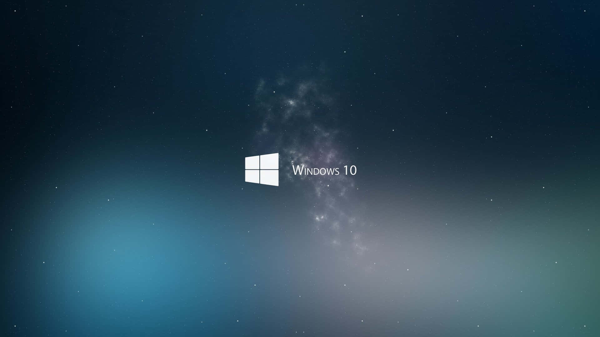 Windows 10 標誌在星空太空背景上，帶有藍色和藍綠色漸變。 — Windows 10 GIF 壁紙