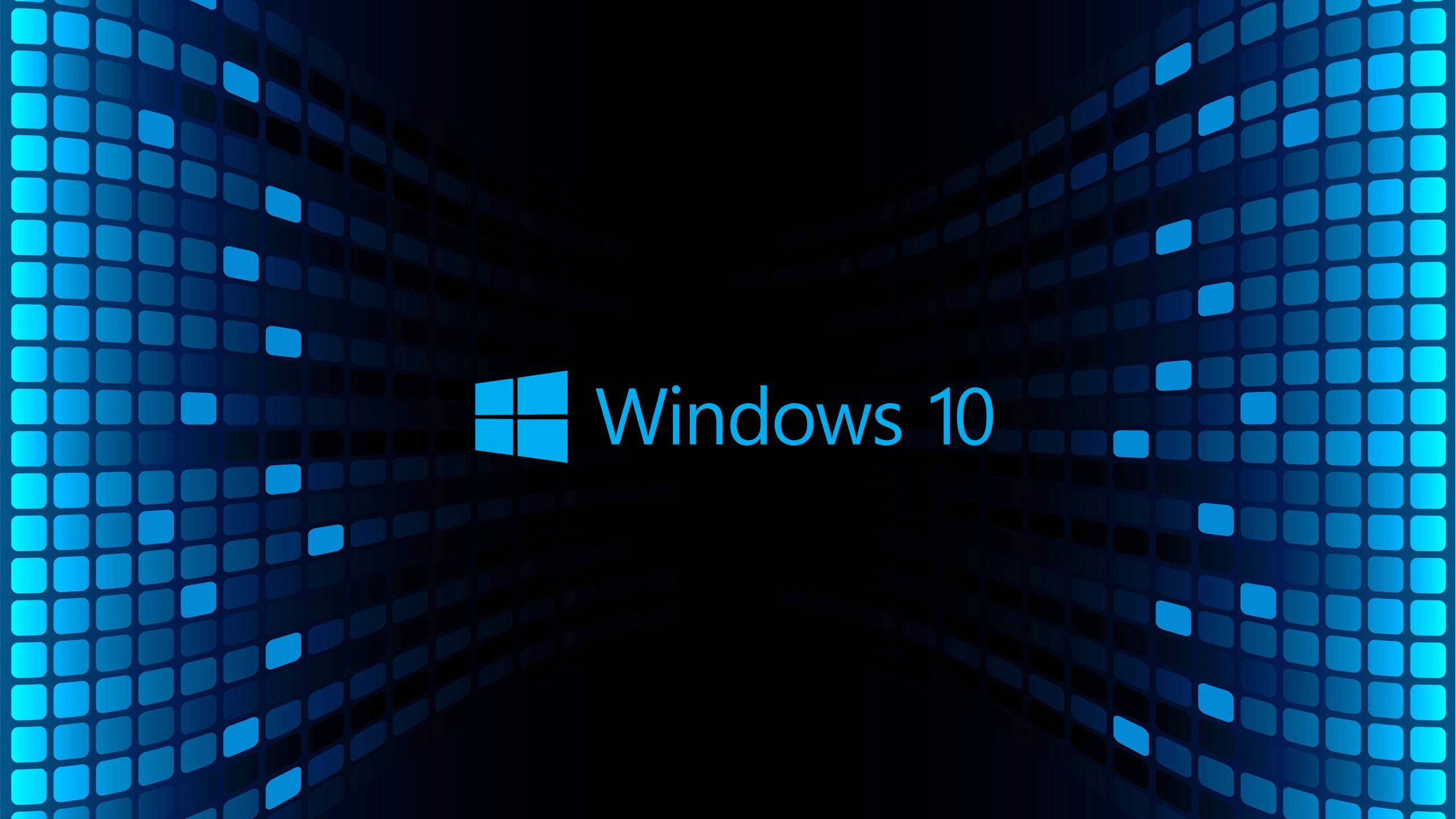 Windows 10 高畫質 桌布 壁紙 — Windows 10 標誌居中於深藍色像素化隧道背景上。