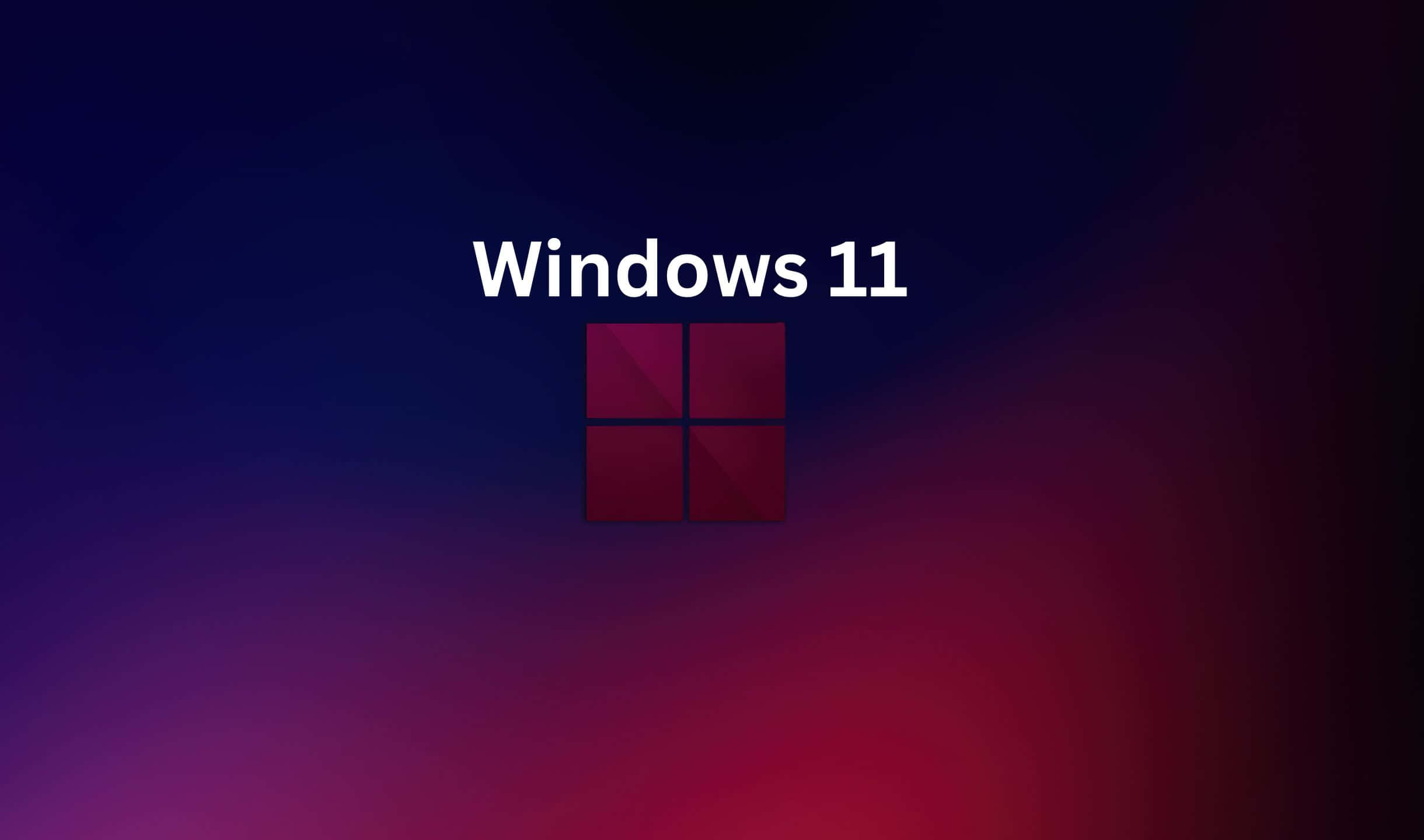 Windows 11 桌布 壁紙 — Windows 11 標誌居中於從深藍色漸變至鮮紅色的背景上。