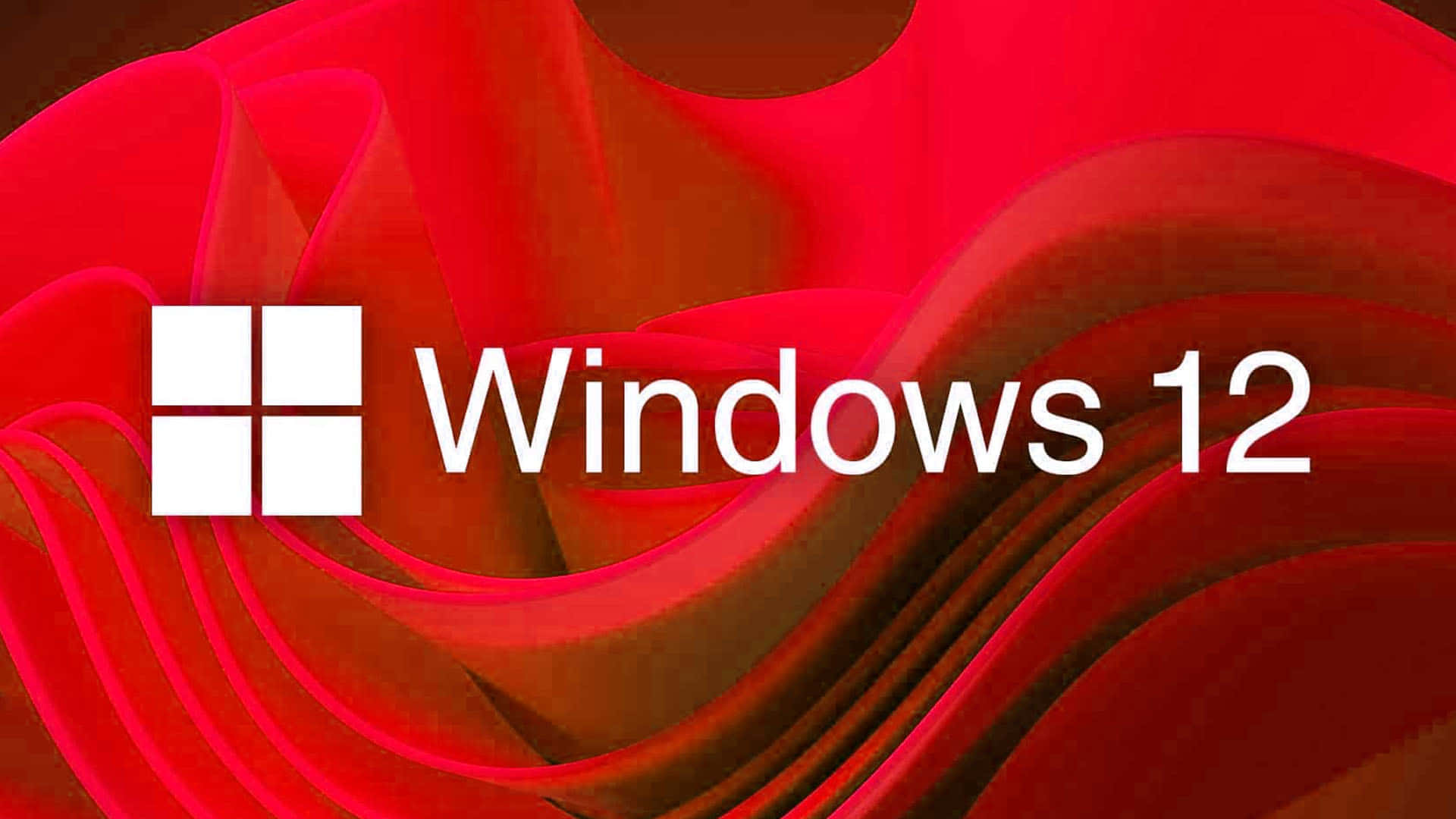 紅色抽象背景上的 Windows 12 標誌 — Windows 11 壁紙