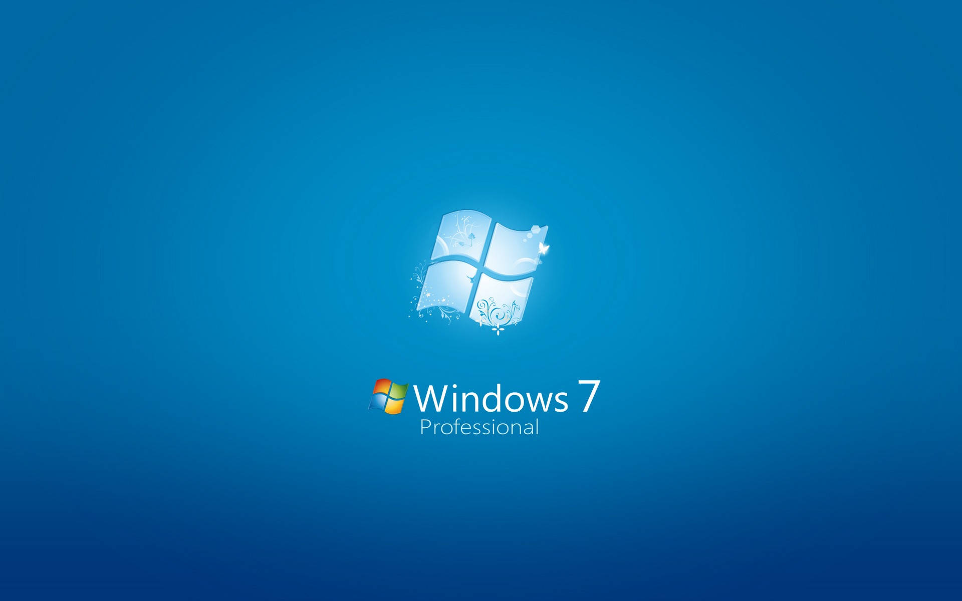 Windows 7 Professional 標誌在藍色漸變背景上 — Windows 7 壁紙