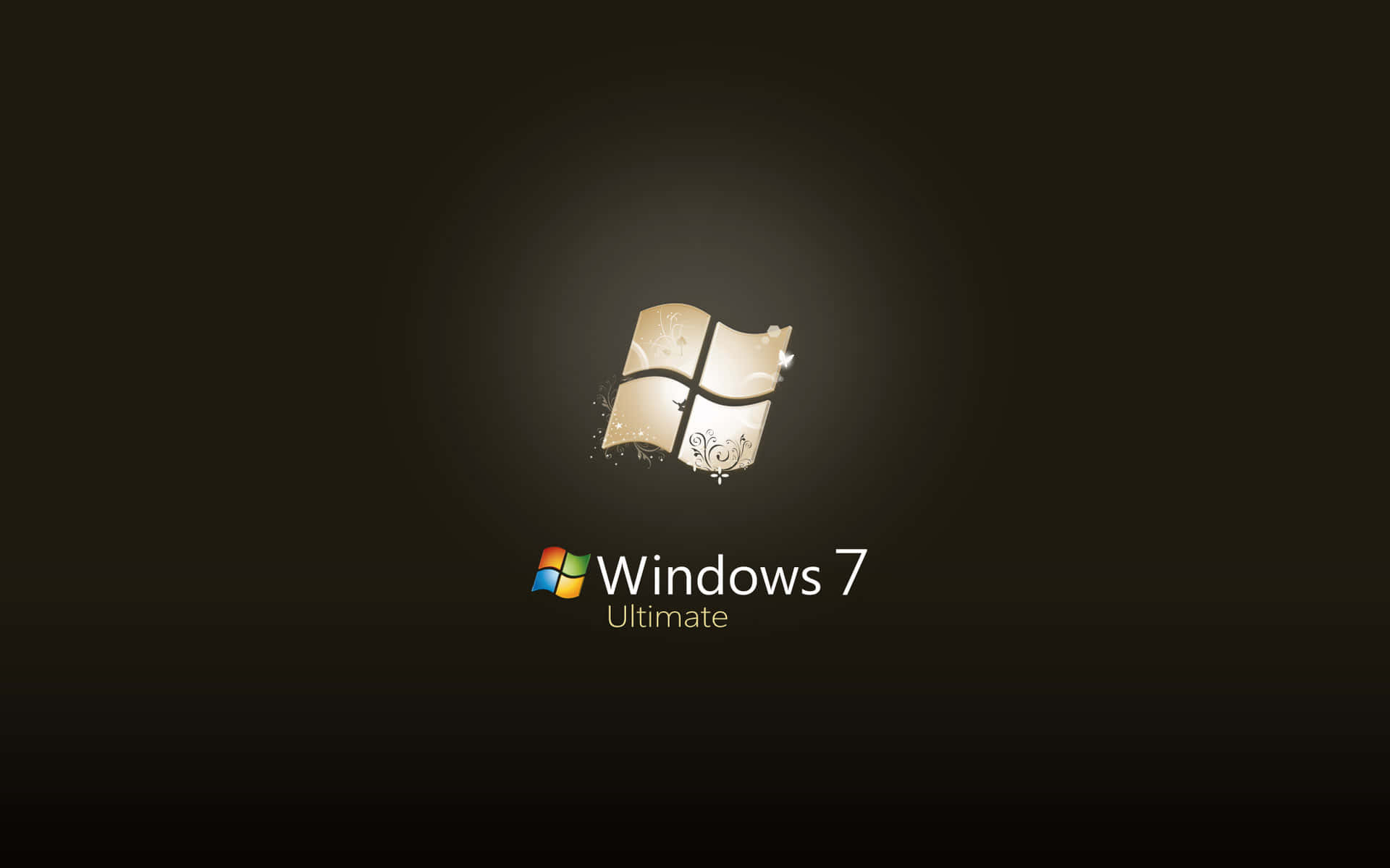 Windows 7 Ultimate 標誌在深色背景上帶有發光效果和閃爍 — Windows 7 壁紙