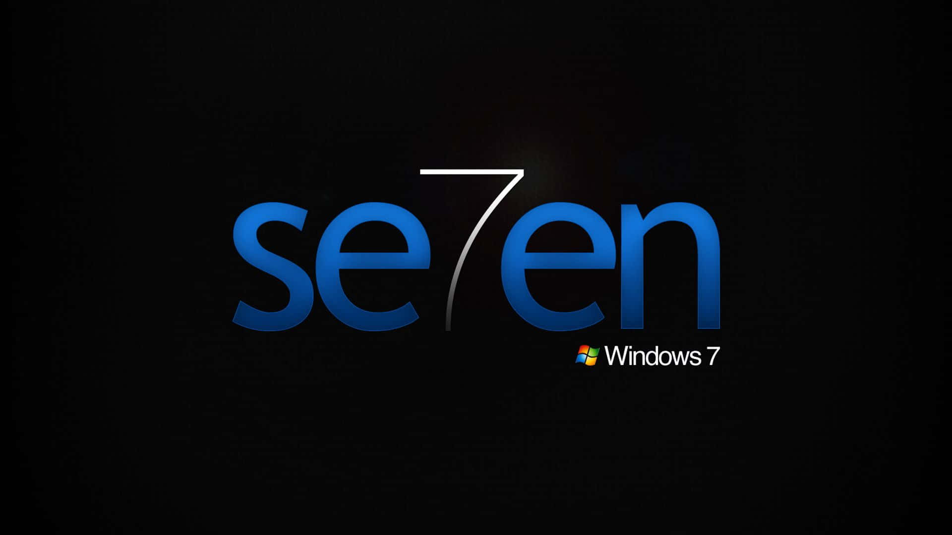Number 7 桌布 壁紙 — Windows 7 標誌在深色背景上發出藍色光芒，在風格化的「7」後面有微妙的燈光耀斑。