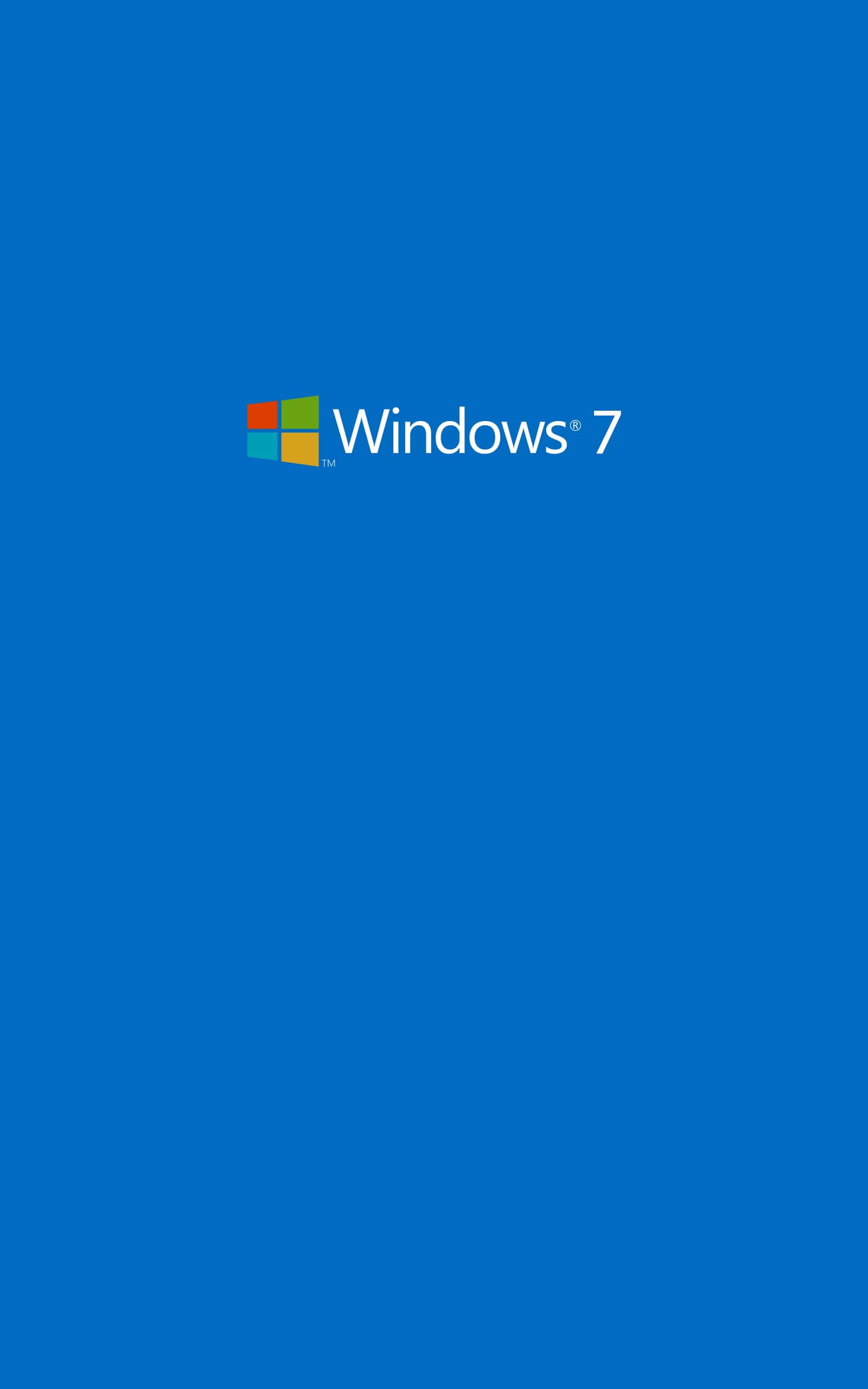 Windows 7 桌布 壁紙 — Windows 7 標誌居中於純藍色背景上，設計簡潔極簡。