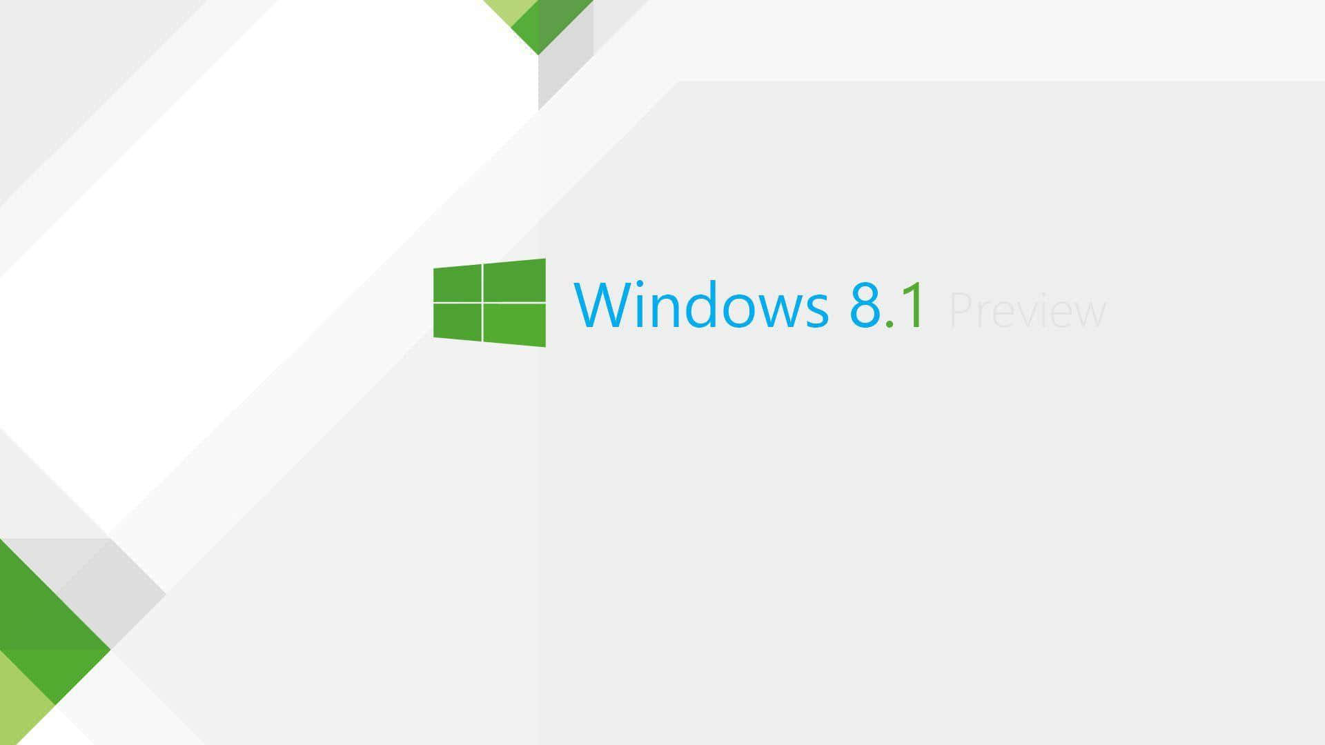 Windows 8 桌布 壁紙 — Windows 8.1 Preview 標誌居中於簡約白色和綠色幾何背景上。