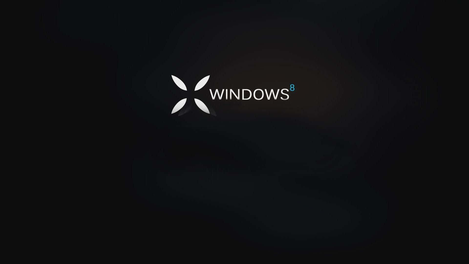 Black Windows 桌布 壁紙 — Windows 8 標誌在深色漸層背景上柔和發光，帶有細微的光線。