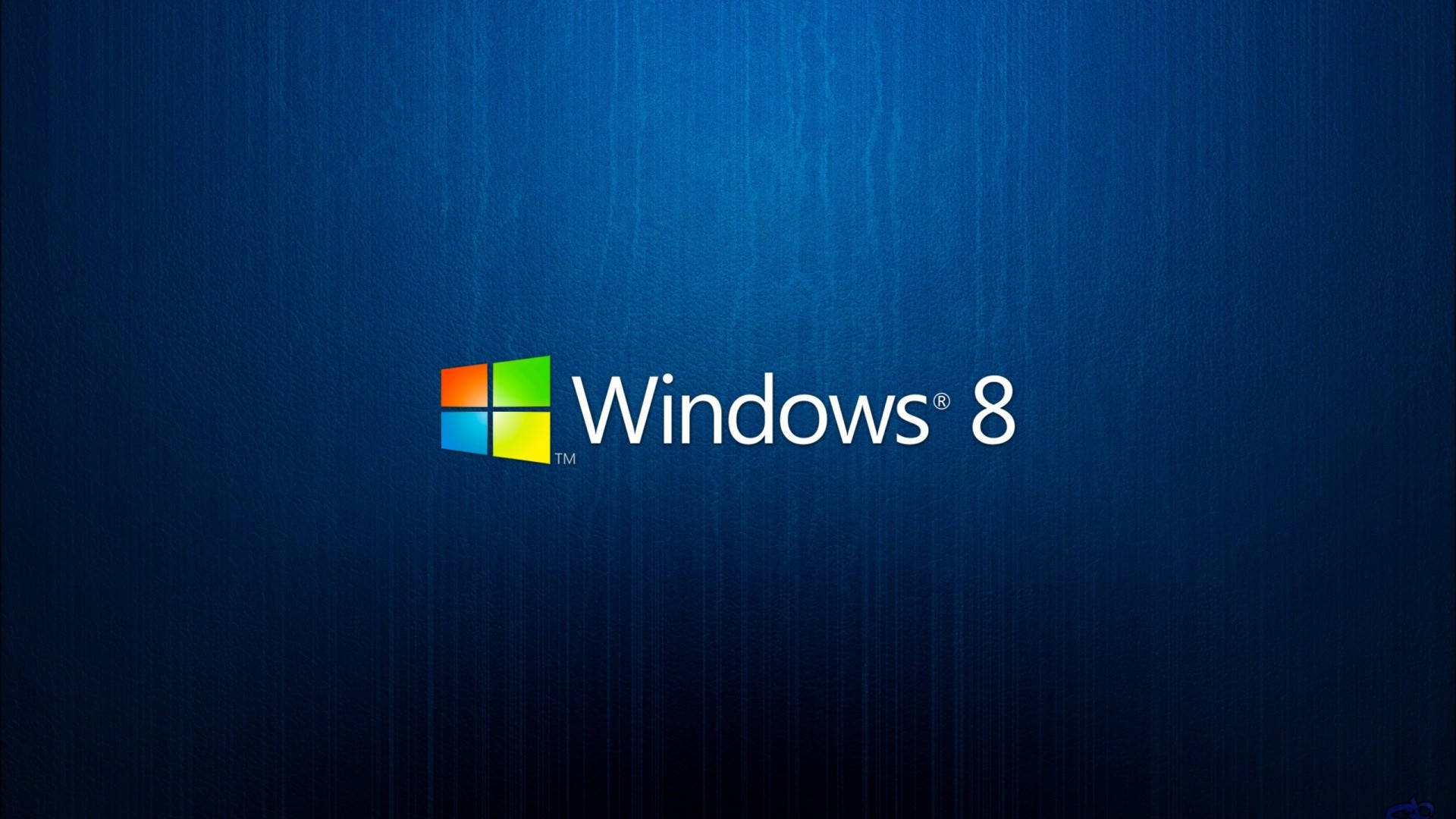 漸層 桌布 壁紙 — Windows 8 標誌居中於帶有紋理的藍色漸變背景上，並帶有微妙的垂直線條。