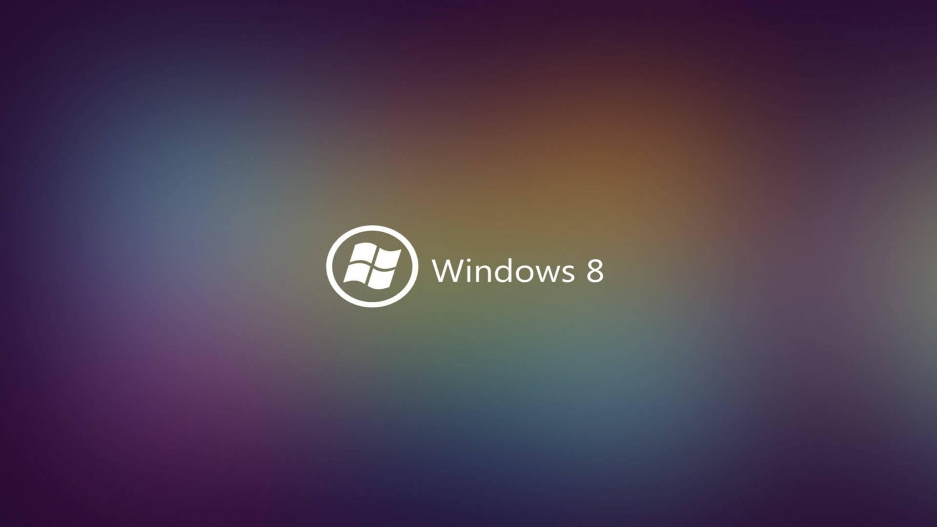 漸層 桌布 壁紙 — Windows 8 標誌居中於柔和漸變背景上，混合紫色、藍綠色和金色色調。