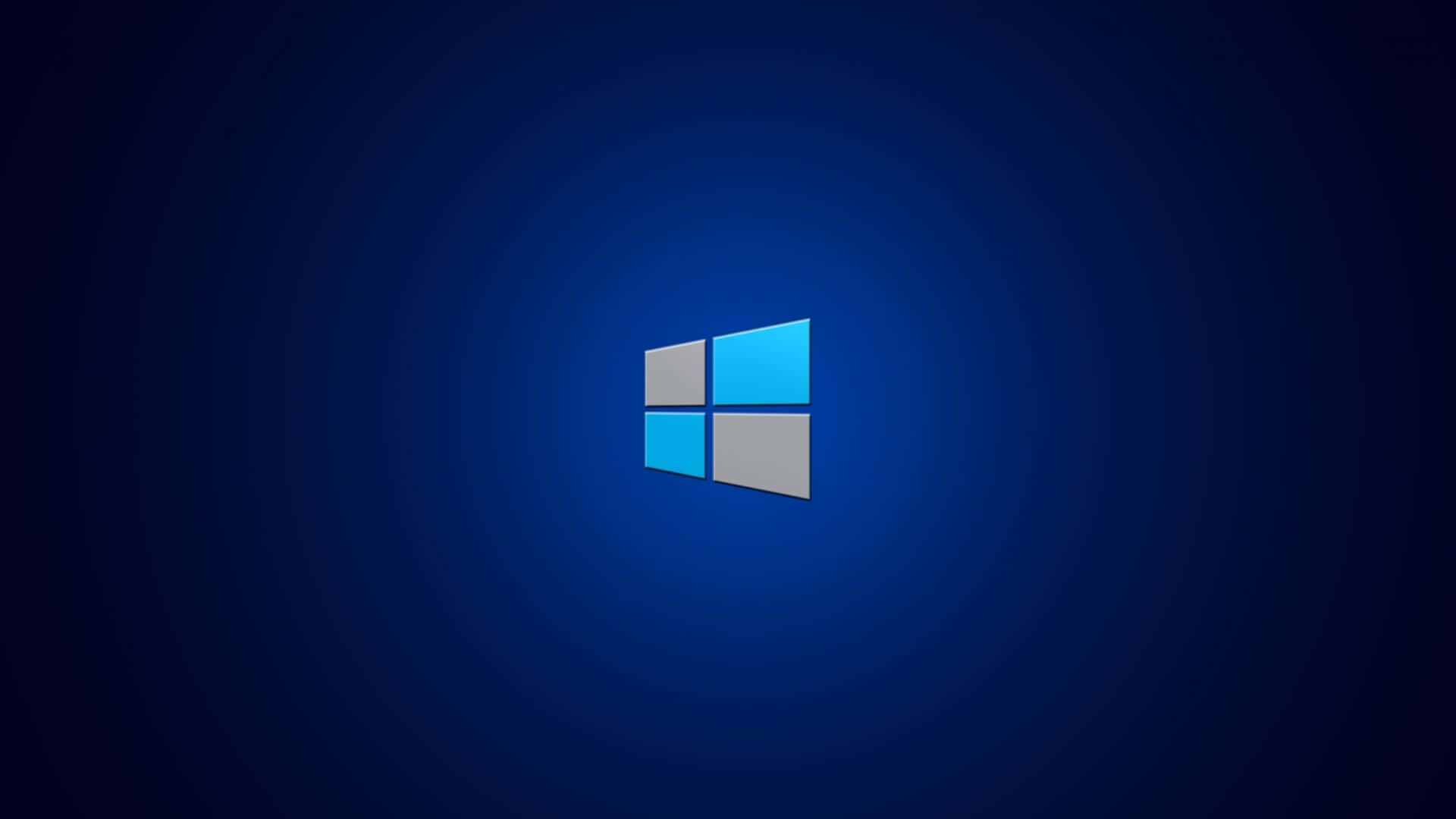  壁紙 — Windows 標誌居中於漸變藍色背景上，帶有柔和放射光線。