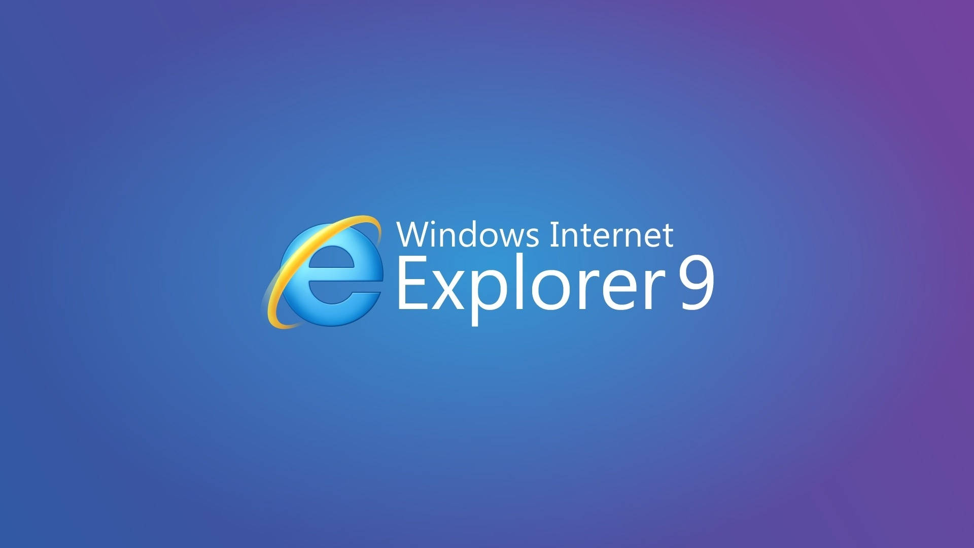 Website 桌布 壁紙 — Windows Internet Explorer 9 標誌居中於漸層藍色和紫色背景上。