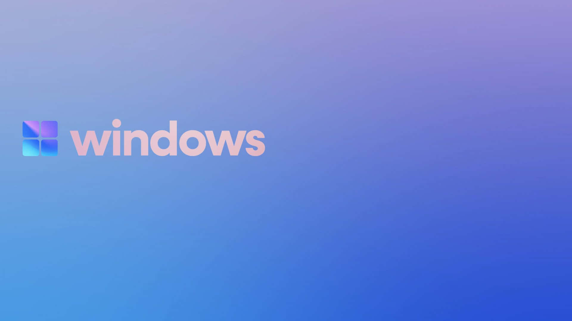  壁紙 — Windows 標誌，背景為柔和粉紅與藍色漸變，帶有微妙的光效。