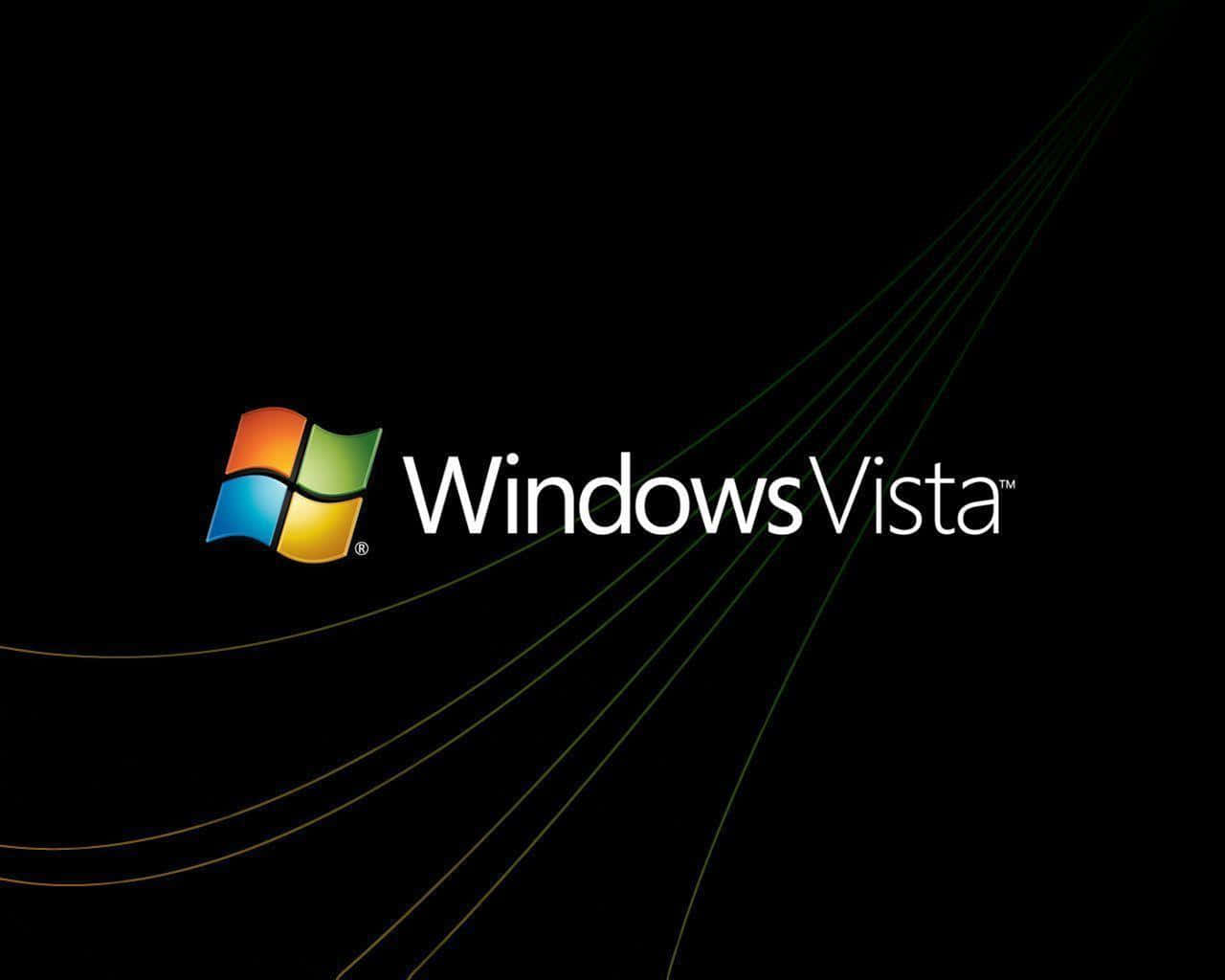 Windows Vista 標誌，帶有彩色窗戶標誌和黑色背景上的發光線條。 — Windows Vista 動態圖片 壁紙