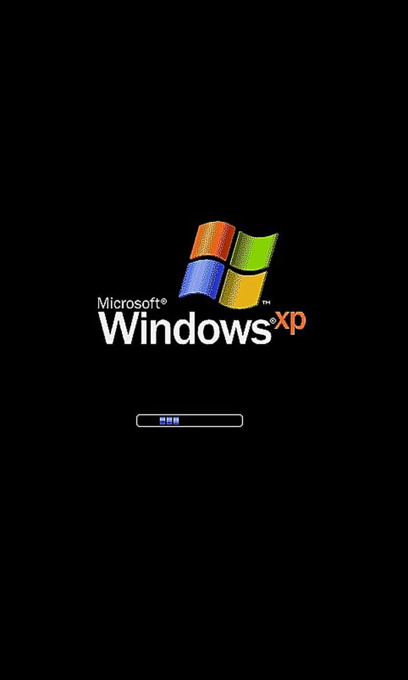 Windows Xp Logo 桌布 壁紙 — Windows XP 啟動畫面，帶有彩色標誌和黑色背景上的進度條。