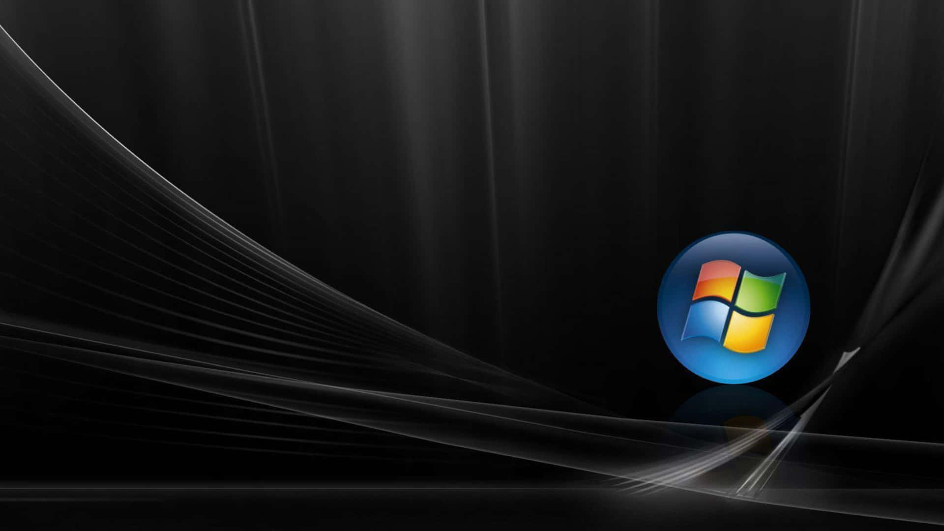 黑色背景上帶有銀色光條的 Windows 標誌 — Windows Vista 動態圖片 壁紙