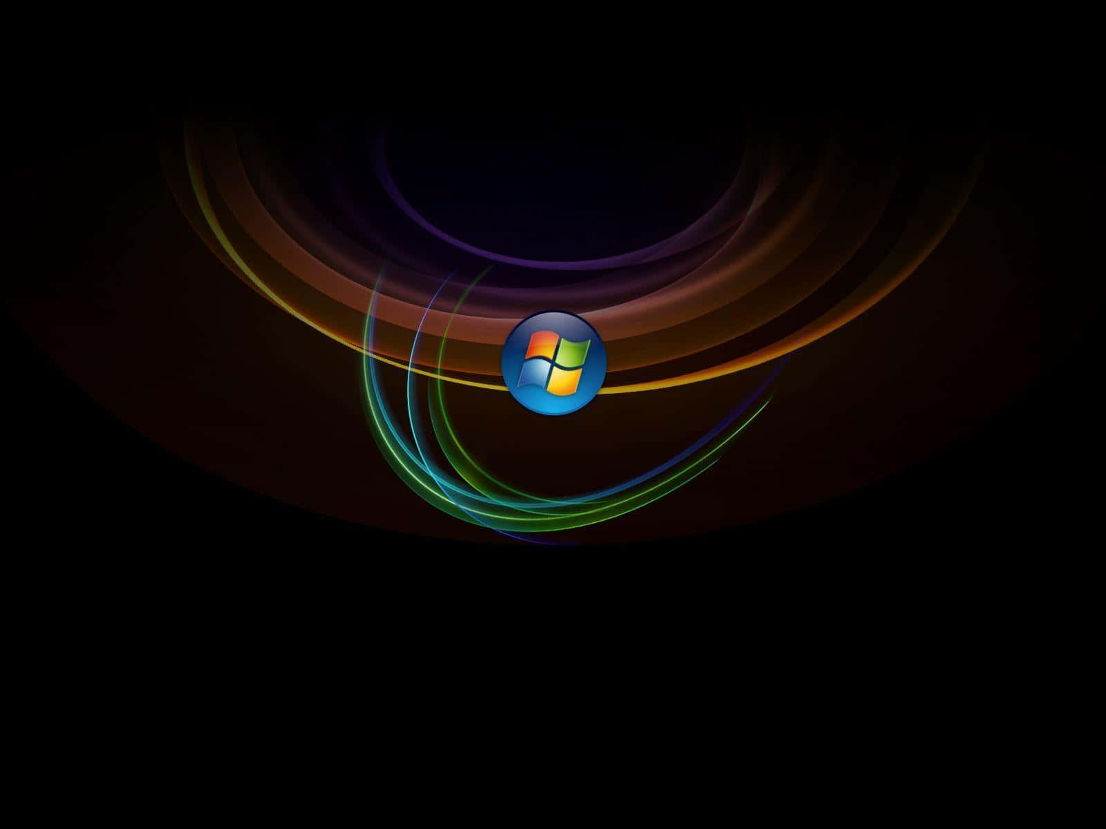 Windows 標誌在深色背景上帶有發光的彩色漩渦 — Windows Vista 動態圖片 壁紙
