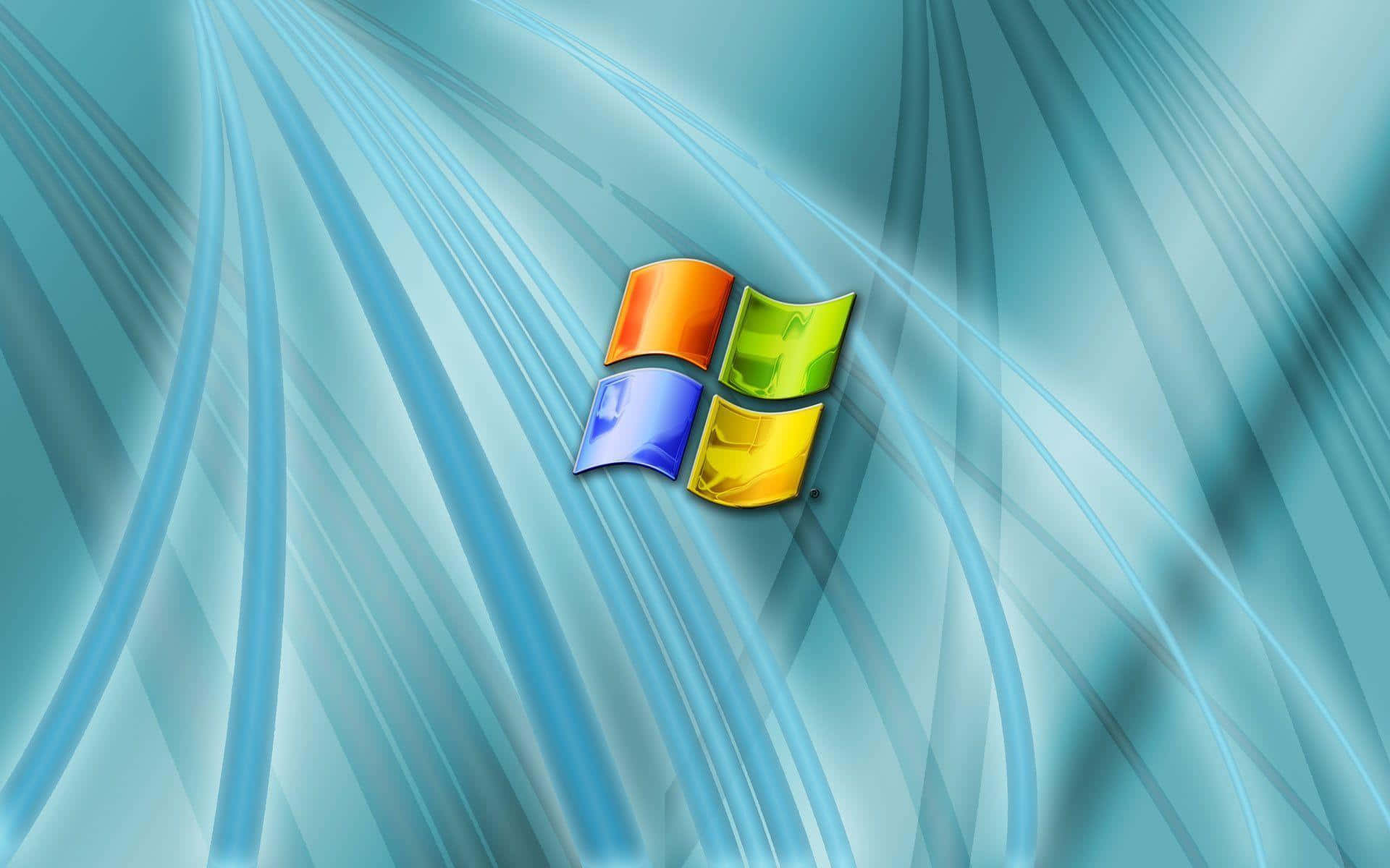 Windows 標誌在帶有流動光線條紋的抽象藍色背景上。 — Windows Vista 動態圖片 壁紙