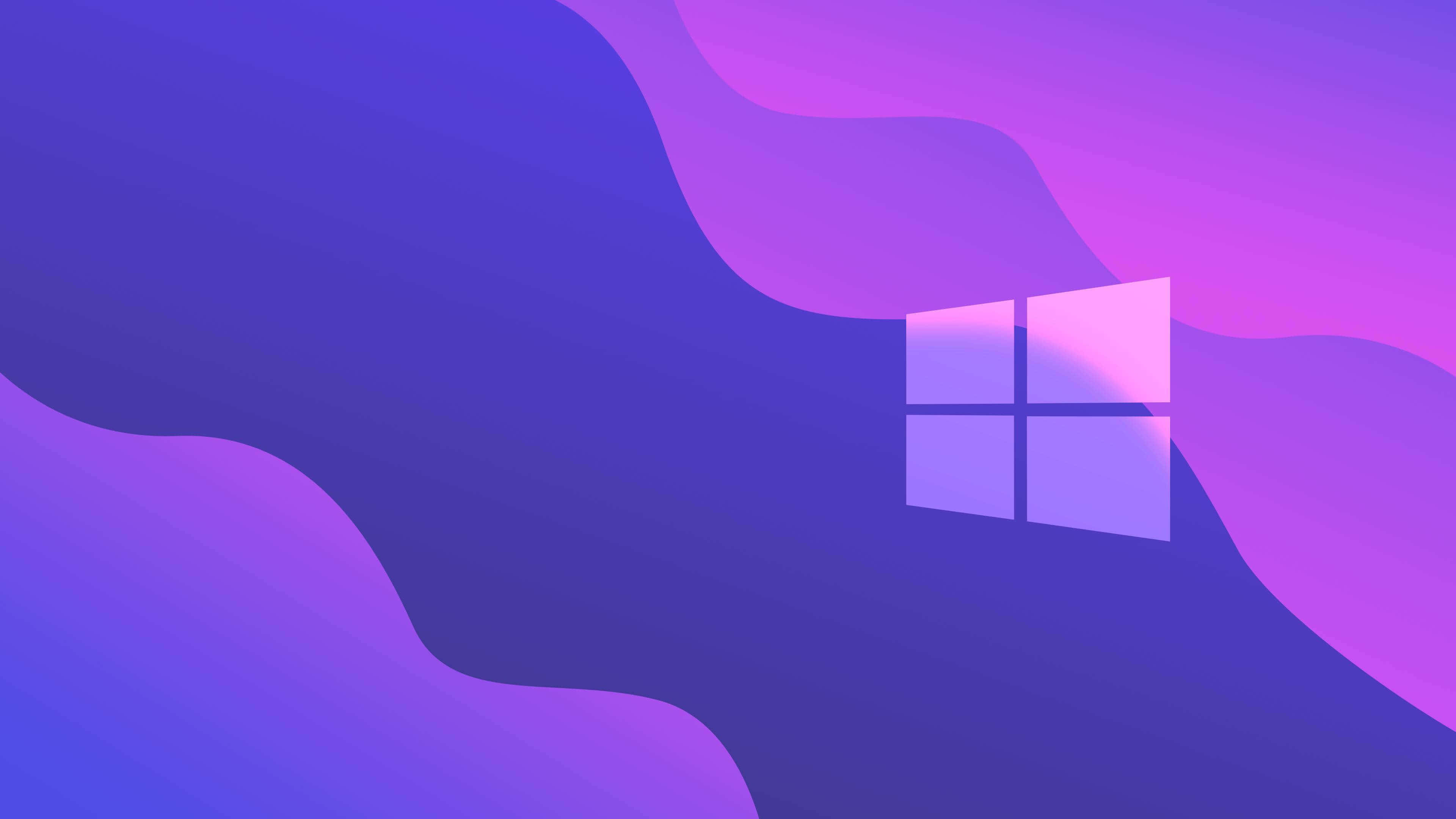抽象 桌布 壁紙 — Windows 標誌漂浮在流動的紫色和藍色漸變中，呈現時尚的數位抽象設計。