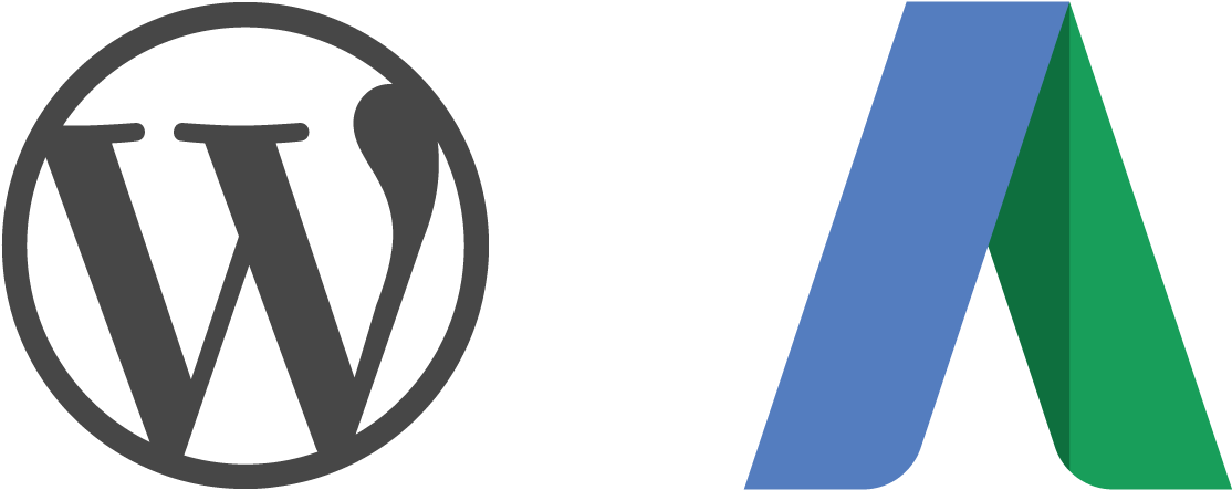 Wordpress Logo 桌布 壁紙 — WordPress 和 Adobe 標誌並排顯示在黑色背景上。