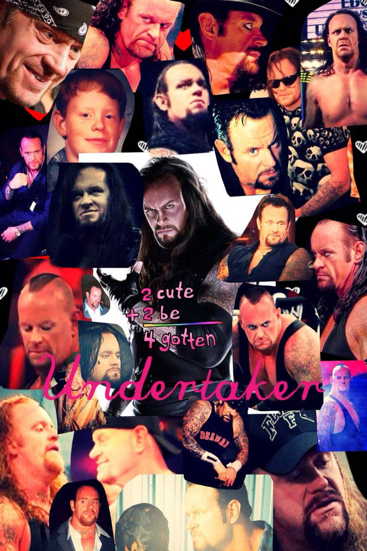Undertaker 桌布 壁紙 — WWE摔角手The Undertaker在各種激烈姿勢和表情中的鮮明拼貼畫。