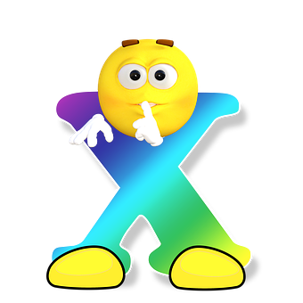黃色表情符號在彩色X背景上噤聲 壁紙