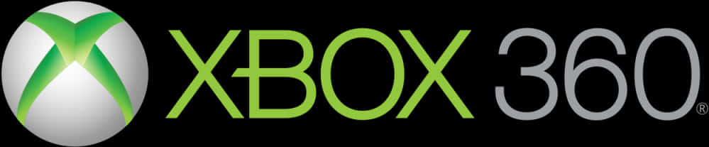 Xbox 桌布 壁紙 — Xbox 360 標誌，帶有綠色 X 標誌和文字，背景為黑色。