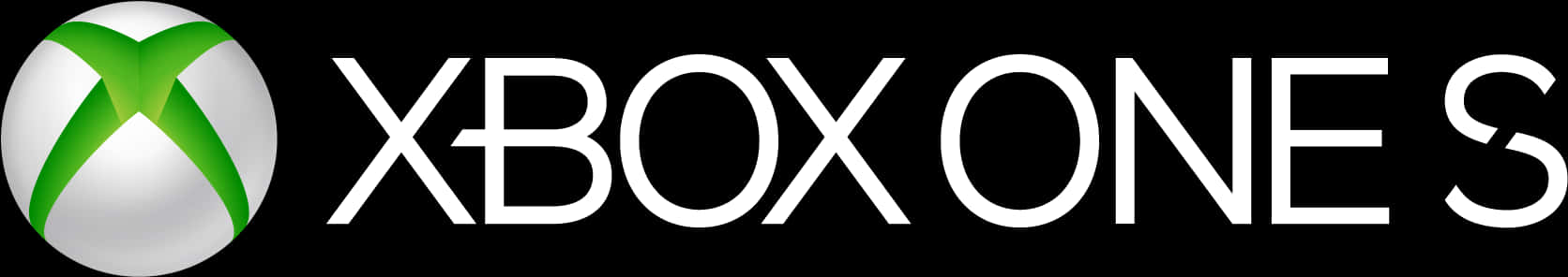 Xbox 桌布 壁紙 — Xbox One S 標誌，帶有綠色和白色球體，以及黑色背景上的粗體白色文字。