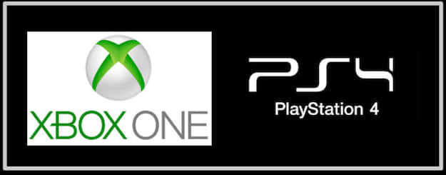 Logos 桌布 壁紙 — Xbox One 和 PlayStation 4 的標誌並排顯示在對比鮮明的白色和黑色背景上。