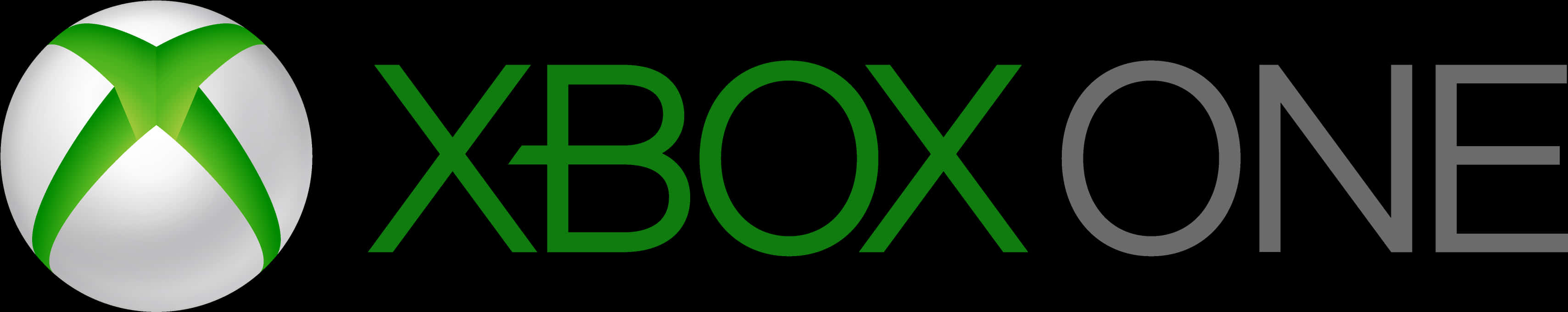 Xbox 桌布 壁紙 — Xbox One 標誌在黑色背景上，白色球體上有一個綠色 X，旁邊是綠色和灰色文字。