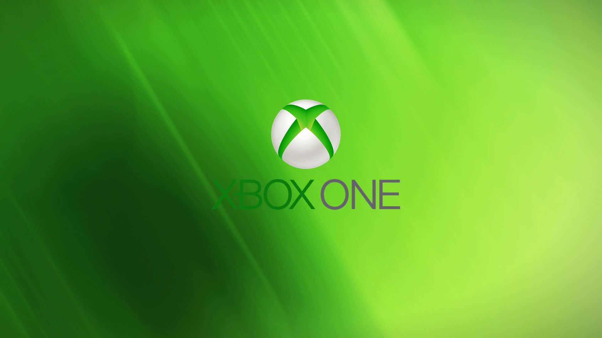桌布 壁紙 — Xbox One 標誌居中於充滿活力的綠色漸變背景上，帶有光線條紋。
